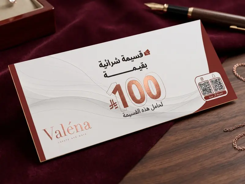 تصميم قسيمة شراء لمتجر Valena